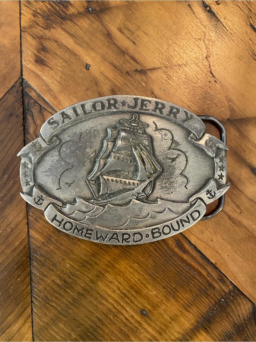 Sailor Jerry "Homeward Bound" Metal Belt Buckle - Silver Tone